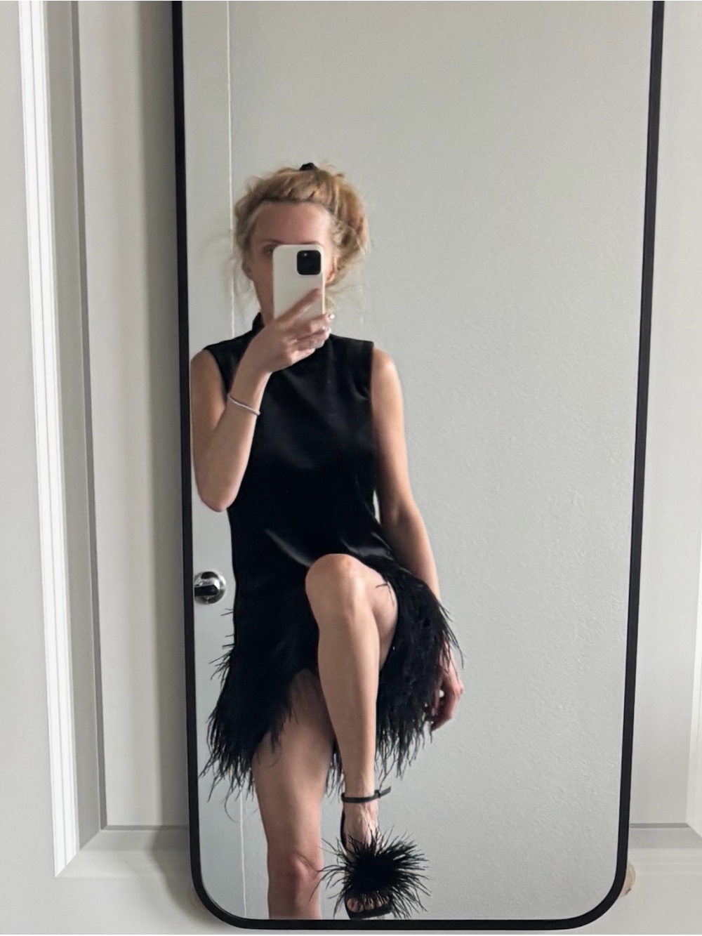 Tyler Boe Black Velvet Fringe Sheath Dress